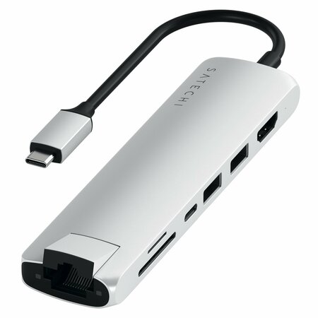 SATECHI Usb C Slim Multi Port With Ethernet Adapter, Silver ST-UCSMA3S